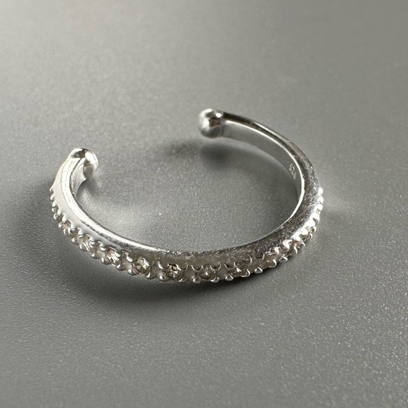 Sterling Silver CZ Pavé Ear Cuff – Sparkling No Piercing Needed Accent - Picture 9 of 10